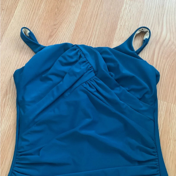 Lands’ End One Piece Carmela Tummy Control Teal Swimsuit Size 18D Slender Suit - Picture 3 of 13